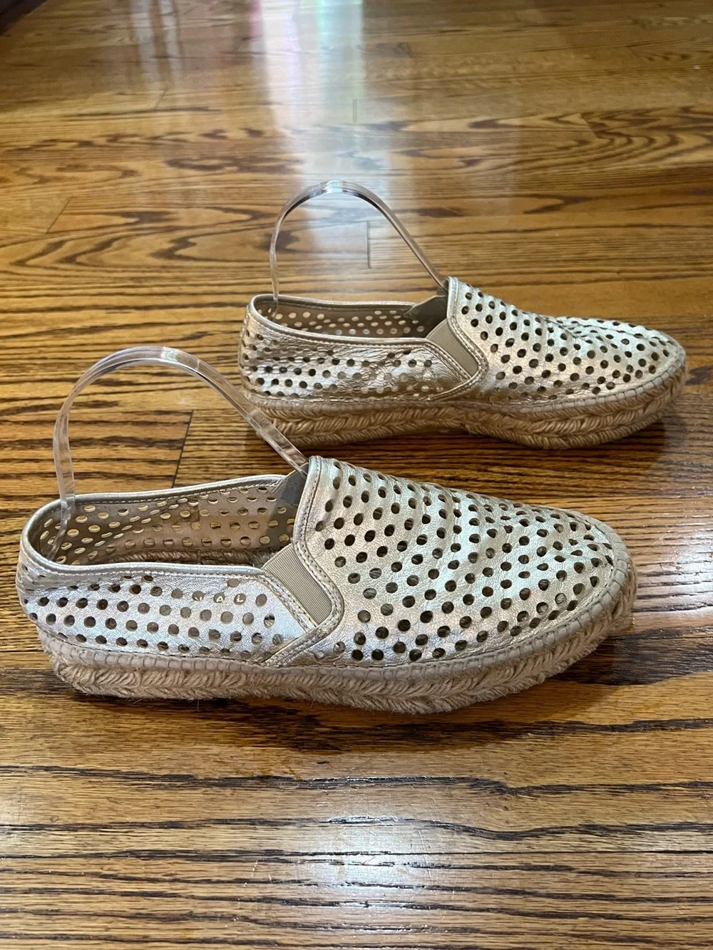 Loeffler Randall Rowan Leather Platform Espadrilles Sz 40 Gold Quiet Luxury